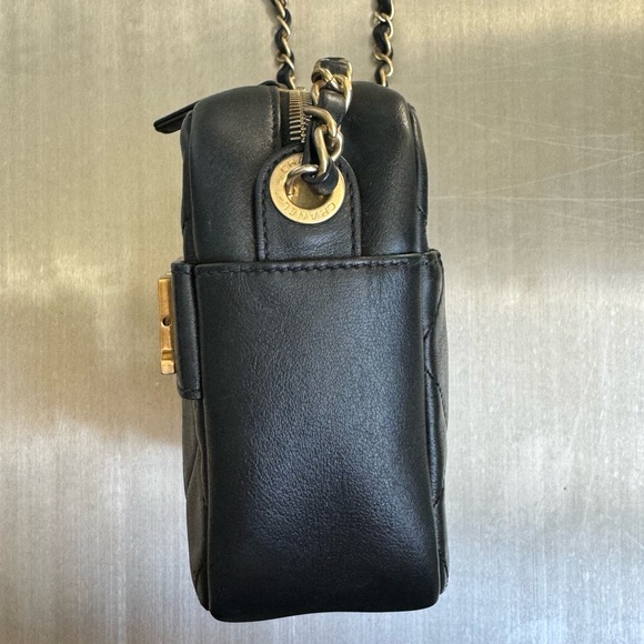 Chanel Quilted Enchained Logo Camera Bag in Black - Picture 10 of 12